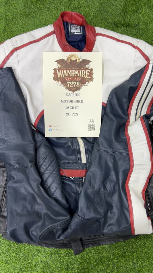 Leather motor bike jacket